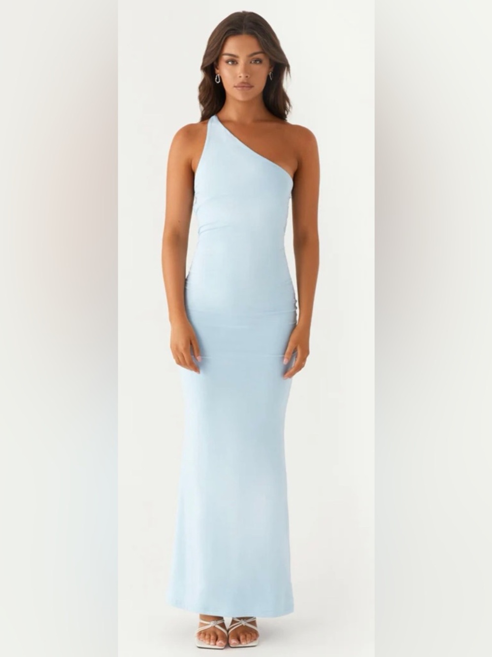 Peppermayo One-Shoulder Light Blue Maxi Dress